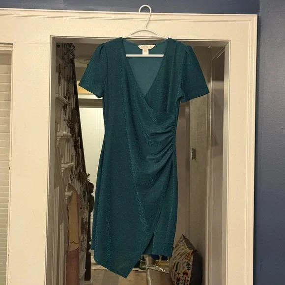 APRICOT Teal Asymmetrical Dress - Picture 7 of 8